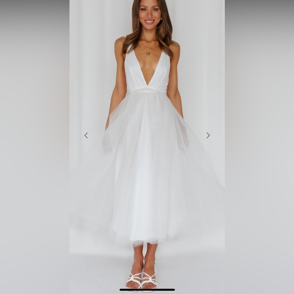 Hello Molly White Summer Cinderella Midi Dress